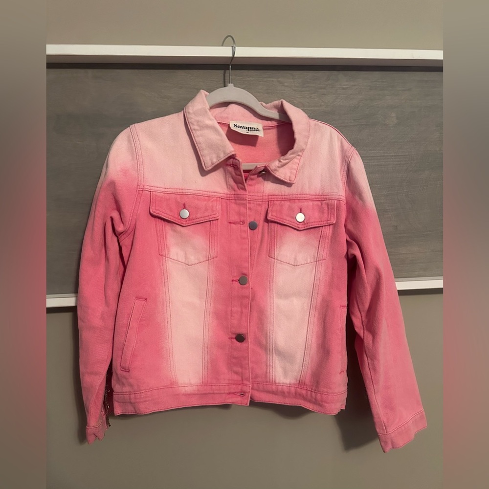 Savanna Jane Ombre Pink Jean Jacket/ Rhinestones! SZ Med